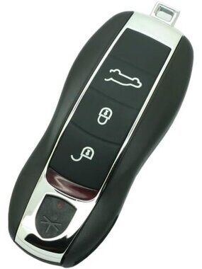Replacement Key Shell & Uncut Blank Key for Porsche Smart Key Fob - 3 Button